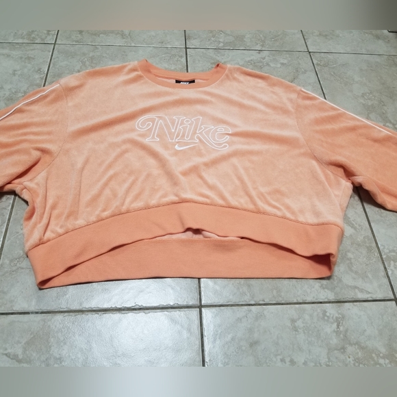 Nike Orange Terry Cloth Cropped Sweater, Women's Size S, Out of Stock - Picture 8 of 10